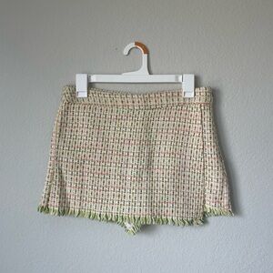 Zara Multicolor Tweed Mini Skort Size Medium